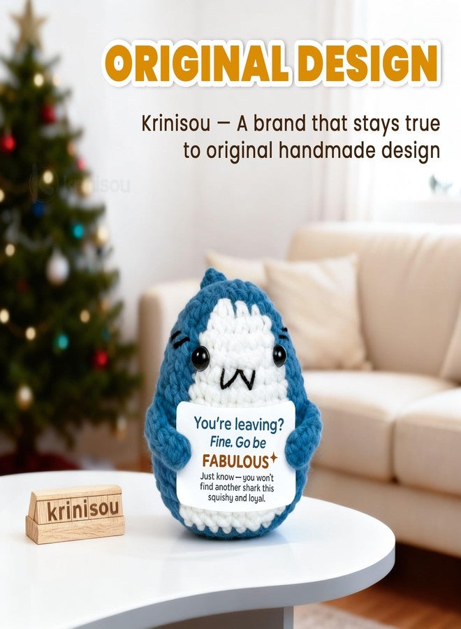 Krinisou Funny Farewell Gifts for Coworkers, Leaving Gifts for Women Men, Goodbye Going Away Gift for Colleague, Manager, Boss, Fine Go Be Fabulous Crochet Shark - Image 2